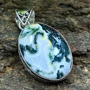 Natural Moss Agate Gemstone pendant